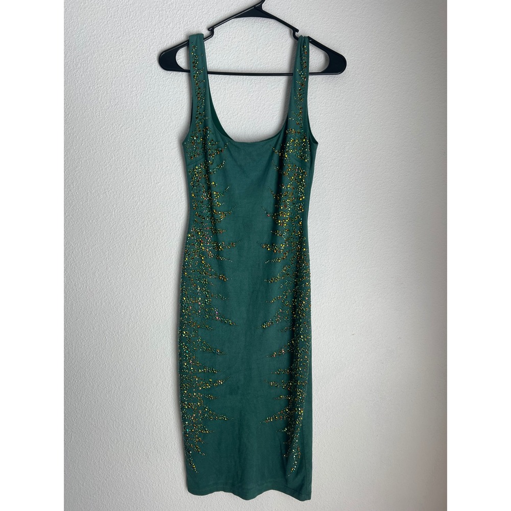 Va‎ Va Voom Green Sleeveless Rhinestone Bodycon Dress Party Cocktail Fitted S